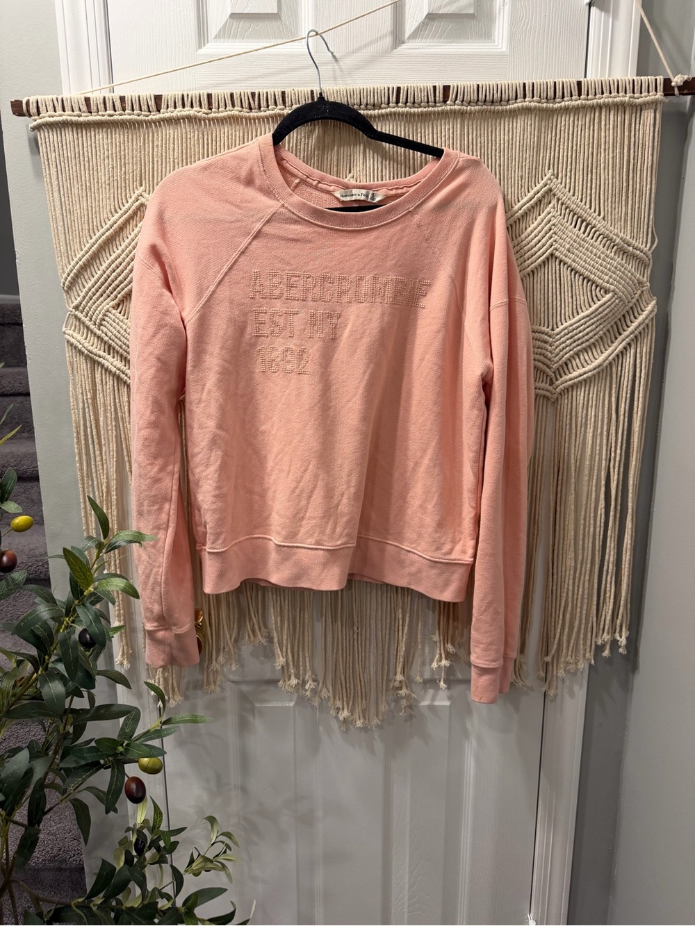 Abercrombie & Fitch Soft Pink Crewneck Sweatshirt embroidered